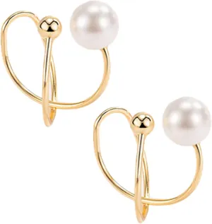 1Pair Elegant Pearl Clip Earrings for Women Unique Cuff Design Fashionable Jewelry for Weddings Birthdays Daily Wear Comfortable Non Pierced Ear Moms
