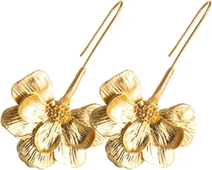 1Pair Metal Flower Dangle Earrings Elegant Floral Design for Weddings Birthdays and Beach Parties Lightweight Durable Charming Women Jewelry Accessory for Any