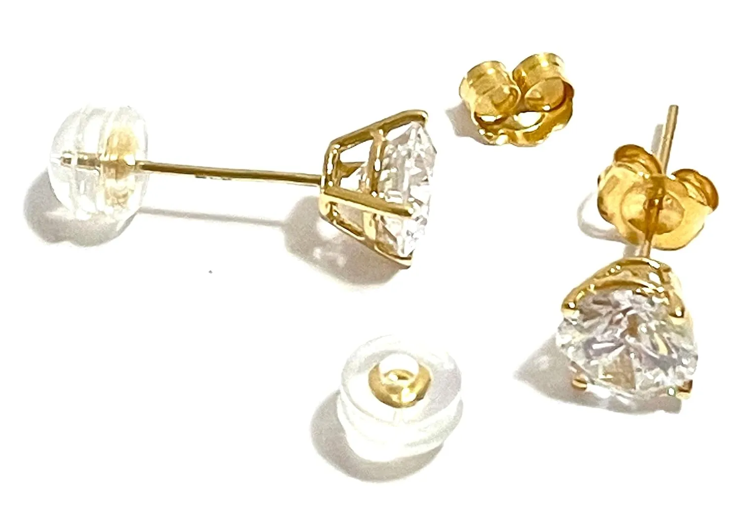 2 ctw Diamond Stud Earrings Real Solid Gold Earrings 18 Karat HANDMADE Diamond Earrings for women   Plastic 18k Silicone Earbacks 6.5mm Diamonds for Mom on Mothers Day Birthday wife Fiance present 2ct