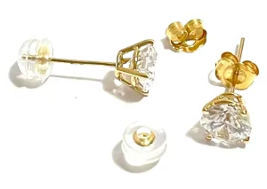 2 ctw Diamond Stud Earrings Real Solid Gold Earrings 18 Karat HANDMADE Diamond Earrings for women   Plastic 18k Silicone Earbacks 6.5mm Diamonds for Mom on Mothers Day Birthday wife Fiance present 2ct