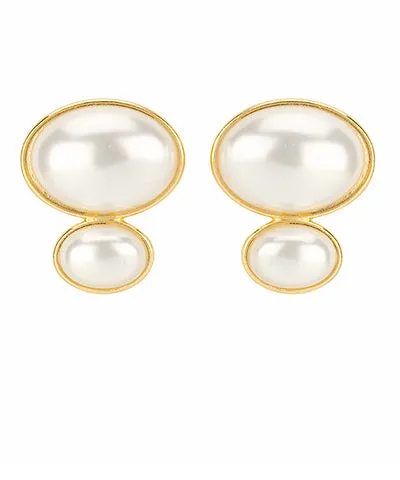 2 Pearl Oval Earrings