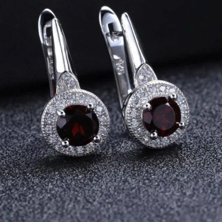 2.10 Ct Round Natural Red Garnet Stud Earrings