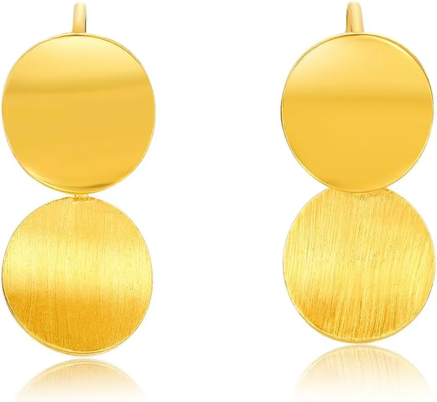 24K Gold Earrings for Women Drop Earrings Dangle Earrings Simple Round Fine Jewellery with Giftbox