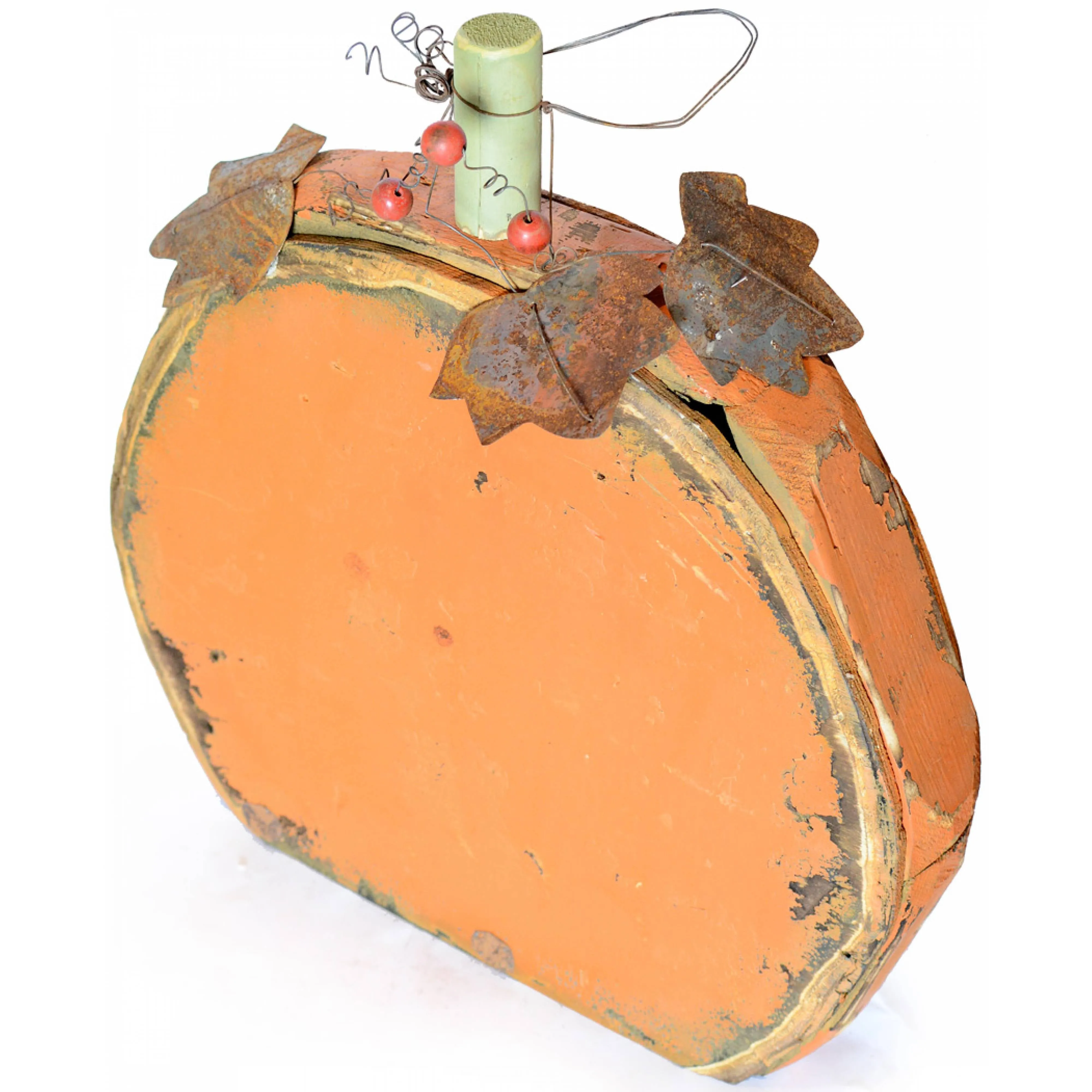 24" Wooden Orange Pumpkin: Round