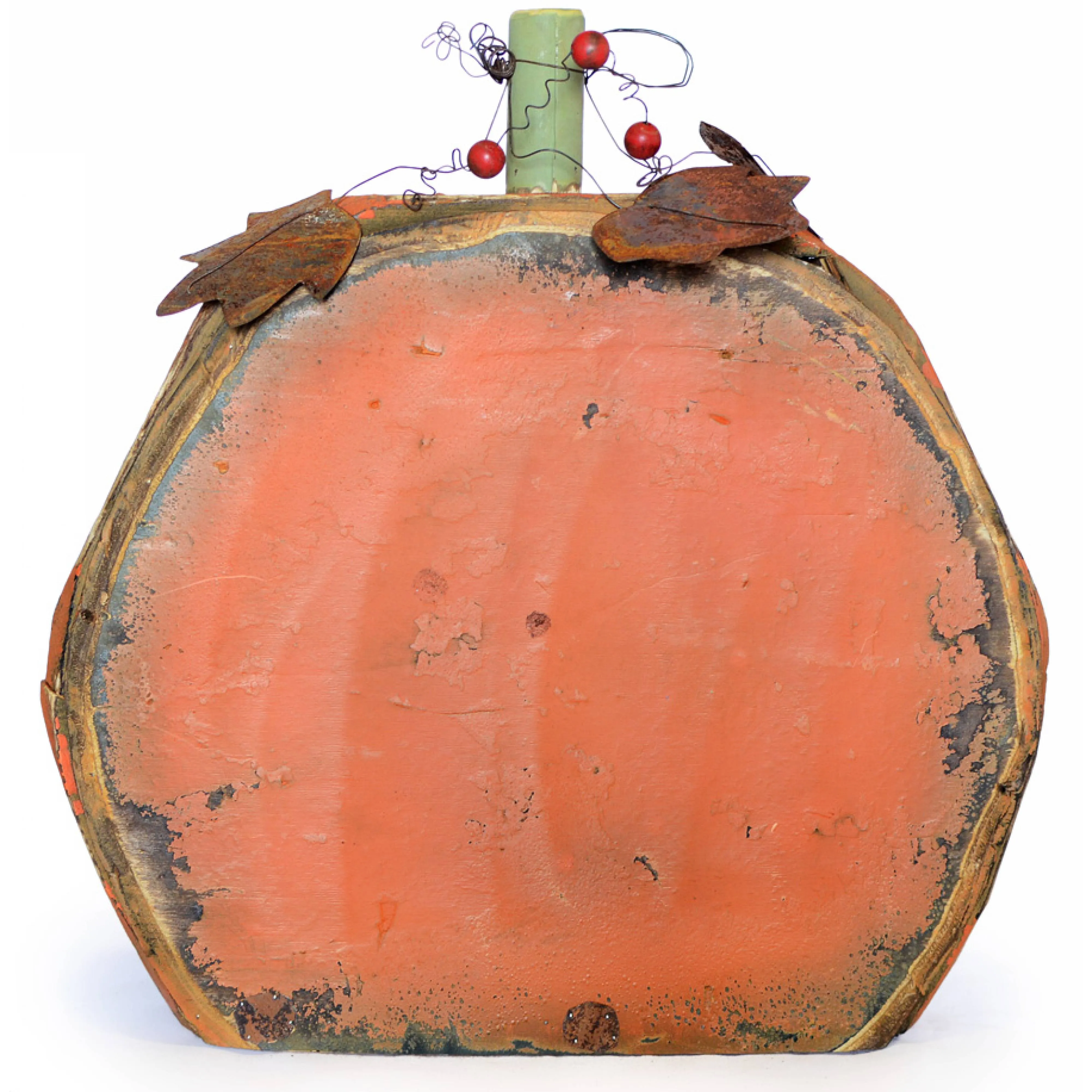 24" Wooden Orange Pumpkin: Round