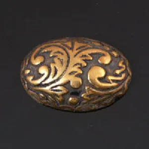 29x21mm Baroque Engraved Oval Flatback, Vintage Brass, pk/6