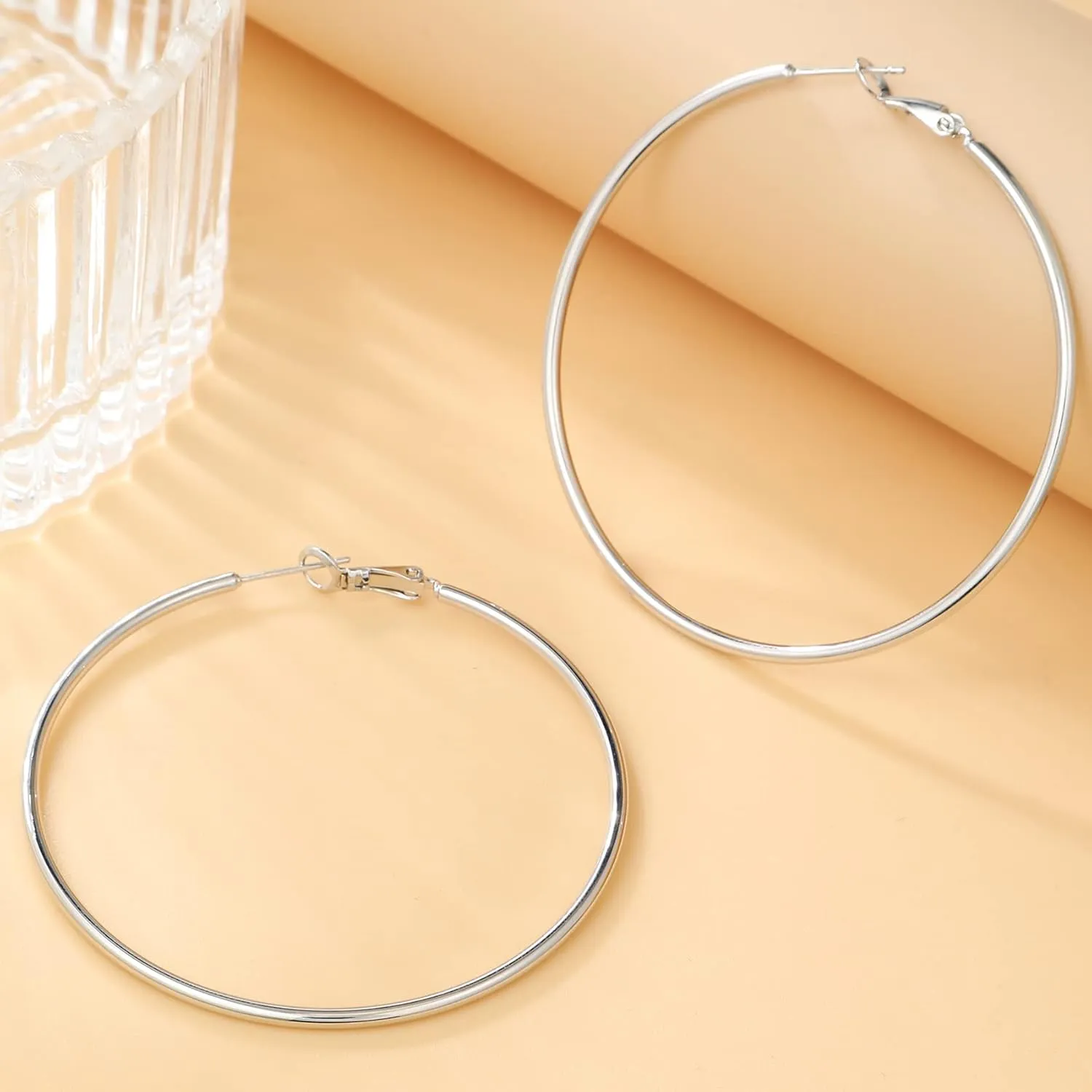 2mm Sterling Silver Big Hoop Earrings For Women - Large Hypoallergenic Circle Endless Thin Oversize Silver Hoops
