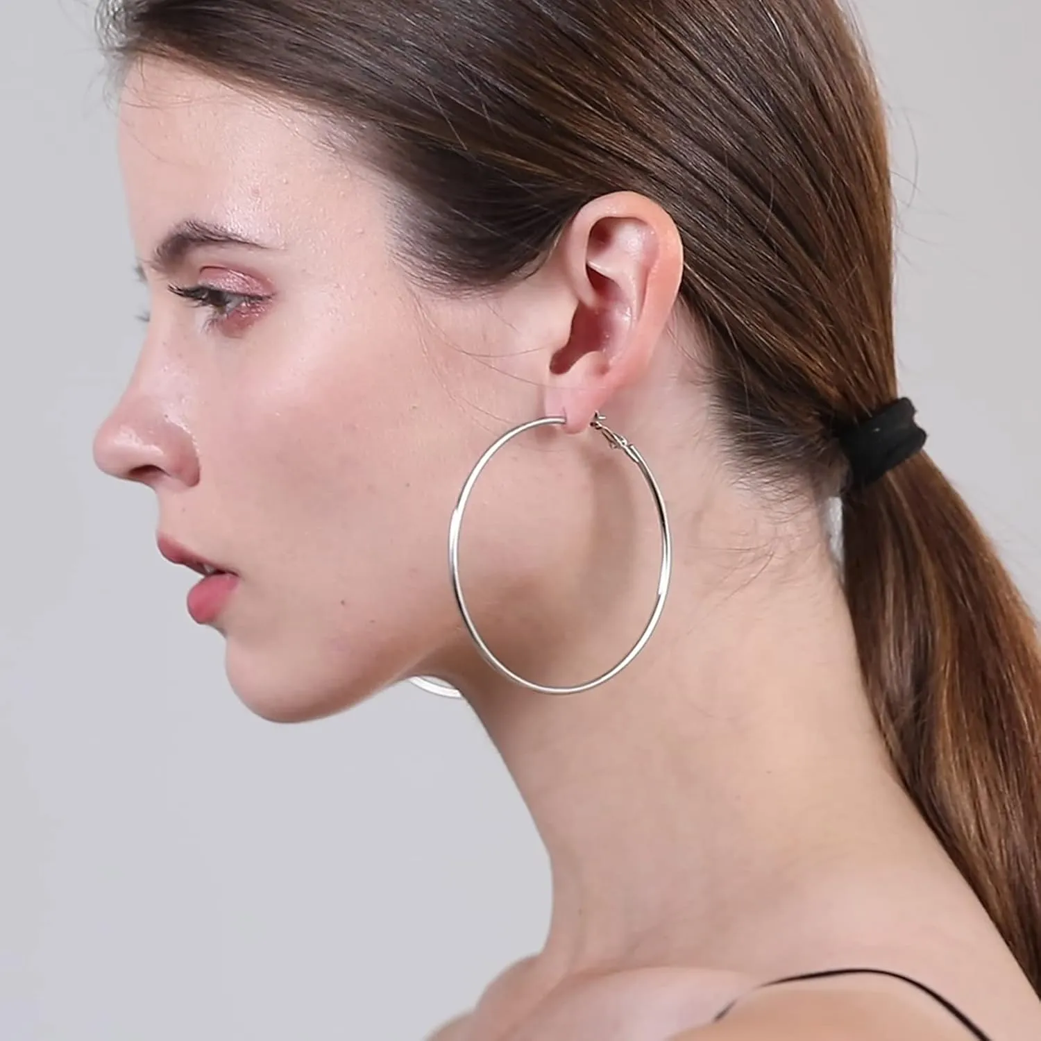 2mm Sterling Silver Big Hoop Earrings For Women - Large Hypoallergenic Circle Endless Thin Oversize Silver Hoops