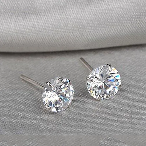3 Pairs 925 Sterling Silver Stud And Hoop Earrings Set -Freshwater Pearl Studs - Cubic Zirconia Studs -Huggie Hoops - Triple Lobe Earrings Set Pack CZ Studs-CZ Bar Studs-Bar Studs