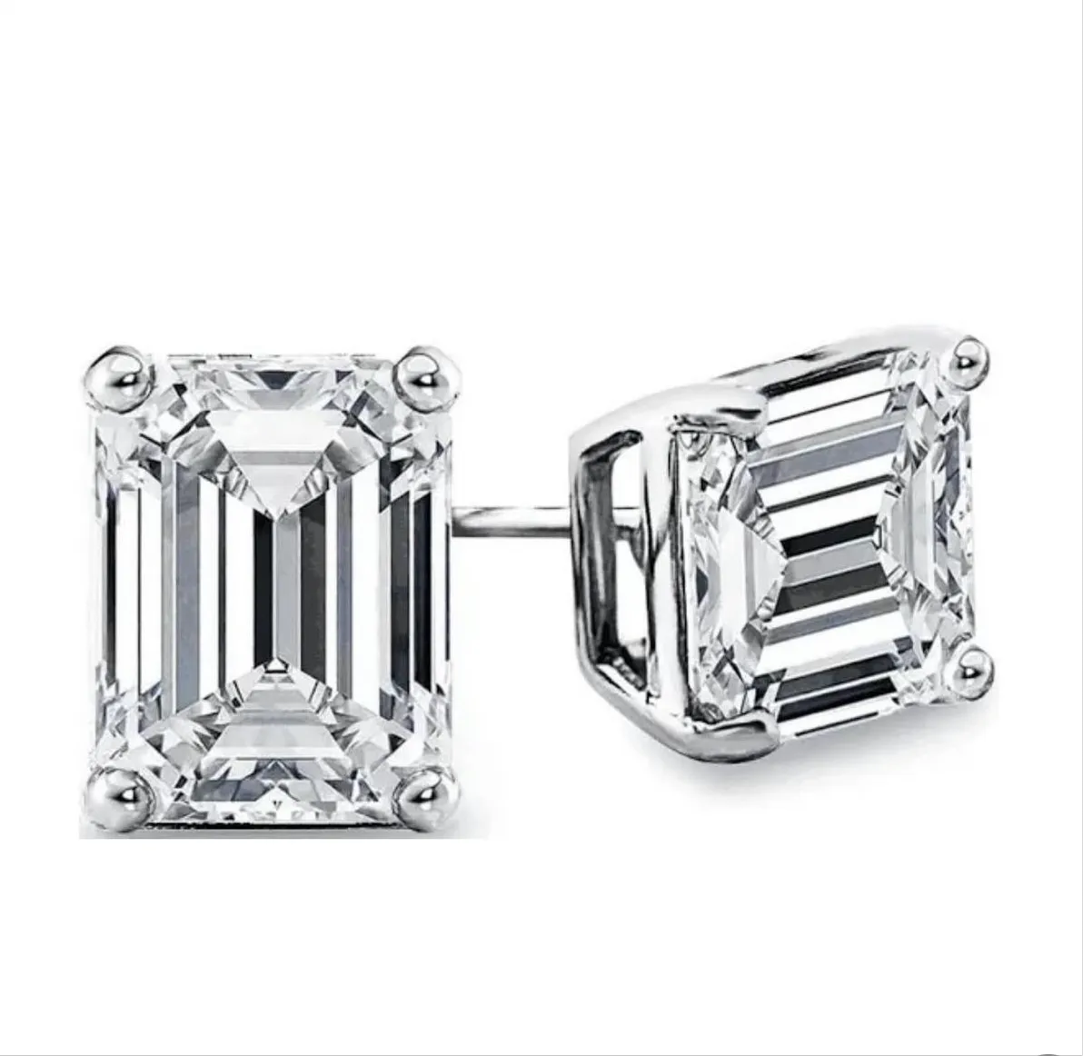 3.00cts Emerald Stud Solitaire Diamond Earrings IGI Certified