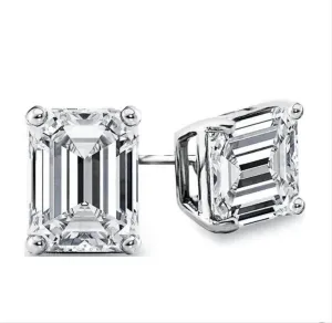 3.00cts Emerald Stud Solitaire Diamond Earrings IGI Certified