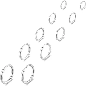 316L Surgical Stainless Steel Huggie Hoop Earrings Hypoallergenic Earrings Hoop Cartilage Helix Lobes Hinged Sleeper for Men Women 8mm 10mm 12mm 14mm 16mm