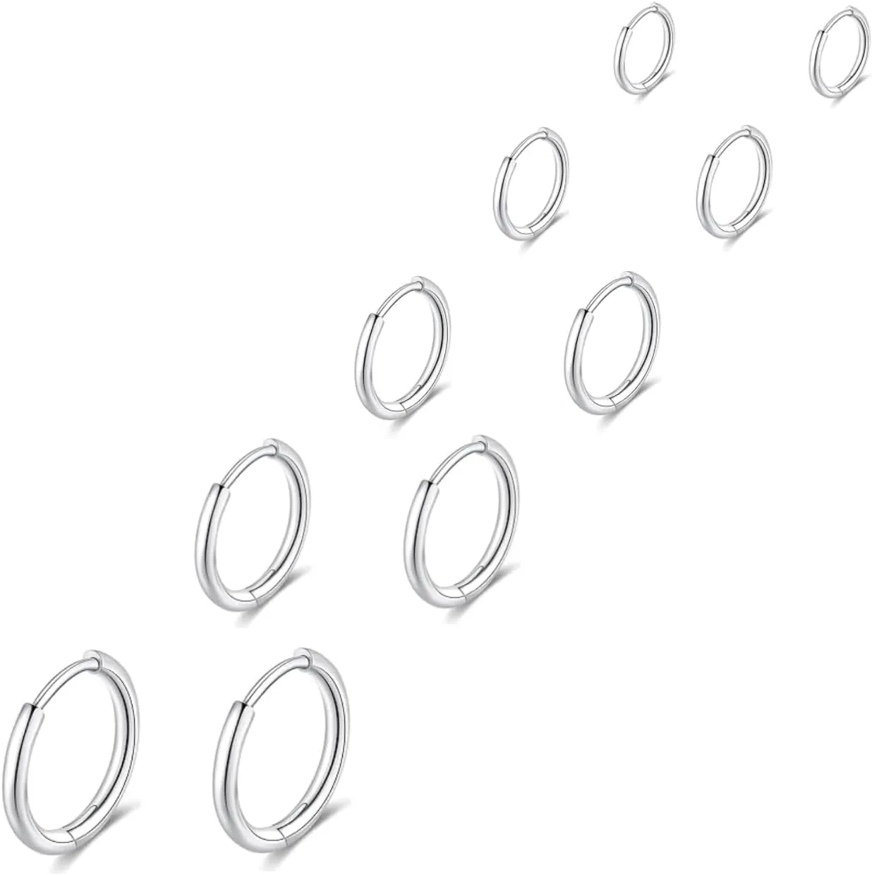316L Surgical Stainless Steel Huggie Hoop Earrings Hypoallergenic Earrings Hoop Cartilage Helix Lobes Hinged Sleeper for Men Women 8mm 10mm 12mm 14mm 16mm