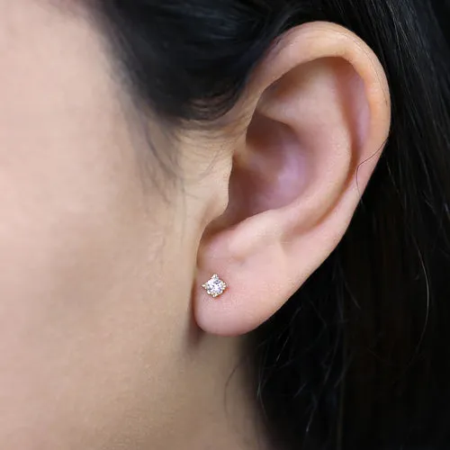 .34 ct Solid 14K Yellow Gold 3.5MM Round CZ Earrings