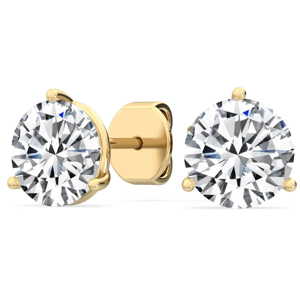 3ctw Round Brilliant Lab-Grown Diamond Stud Earrings in 14 Karat Gold