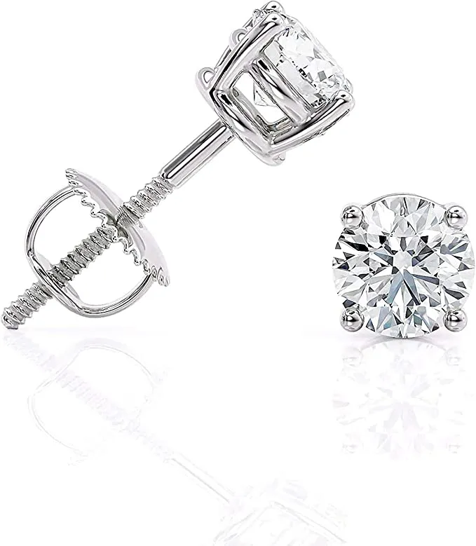 4.75 Carat T.W. Round Brilliant Cut White Gold Diamond Studs IGI Lab Grown Diamond with Secure Screw Back D-E Color
