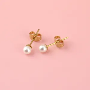 4mm Pearl Stud Earrings (Gold Plated)