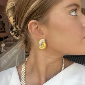 5 for 60% Off - Gold and White Topaz Knot Studs: The Stepha
