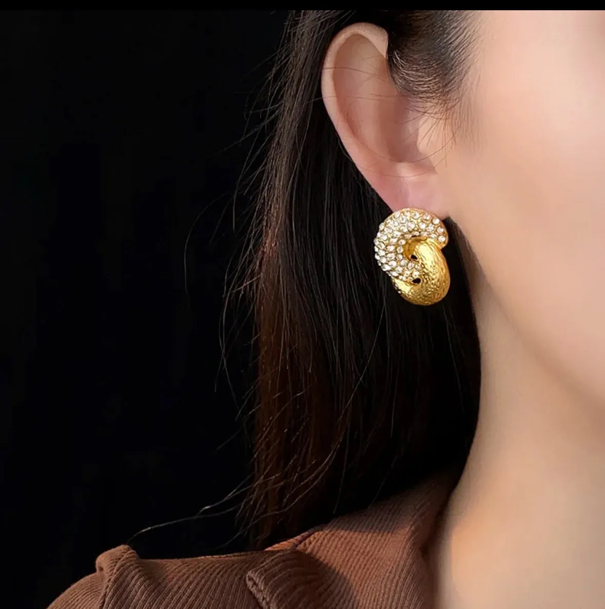 5 for 60% Off - Gold and White Topaz Knot Studs: The Stepha