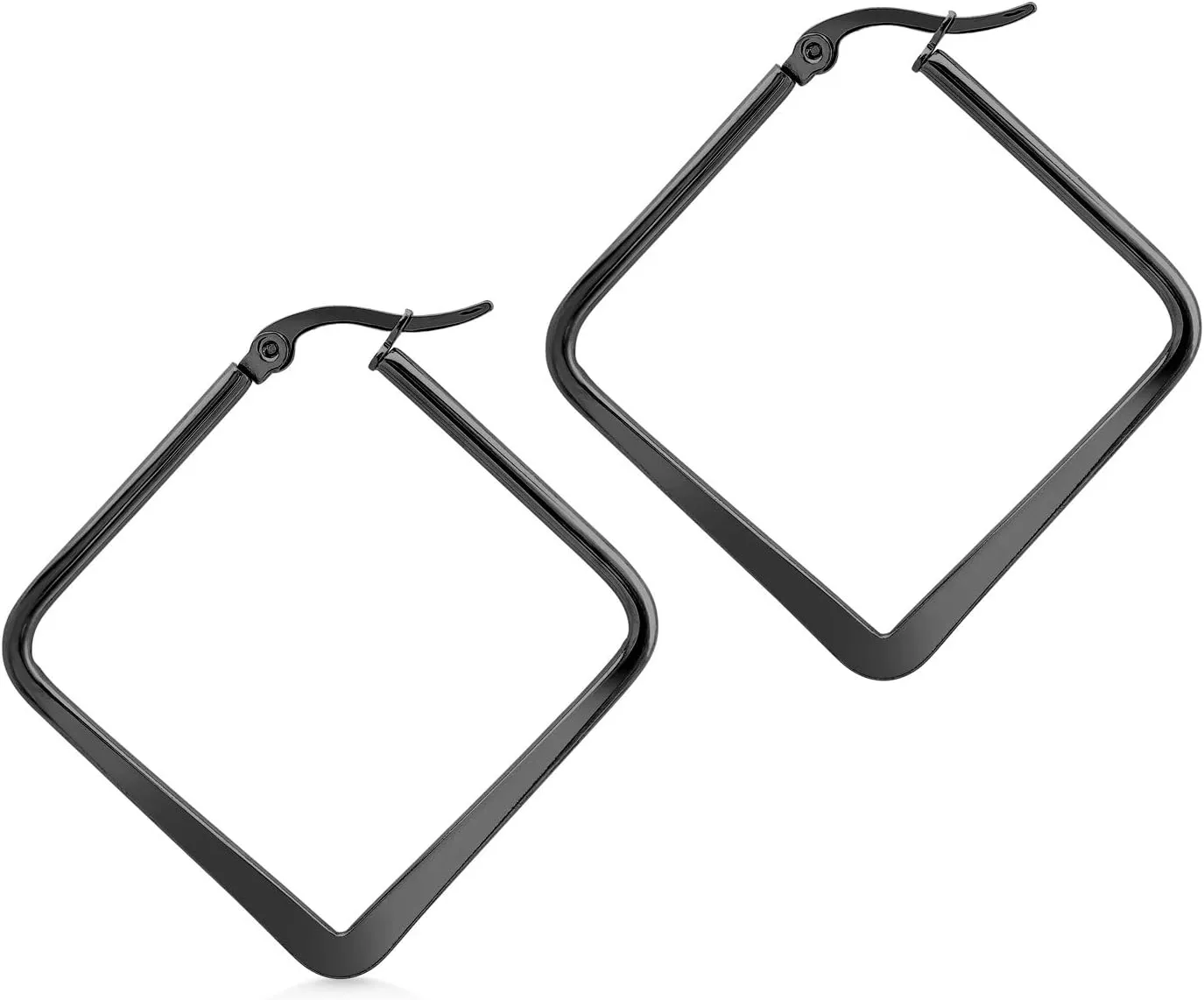 555Jewelry Stainless Steel Geometric Large Square Hoop Statement Earrings for Women