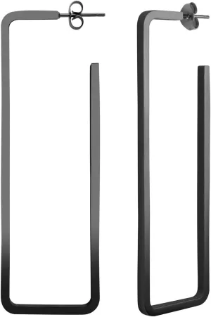 555Jewelry Stainless Steel Large Geometric Stud Hoop Rectangle Earrings for Women