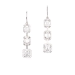 5.93ct 18k White Gold Diamond Dangle Earrings