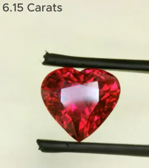 6.15 Carat GRS Heart Brilliant Cut Heat Natural Pinkish-Red Ruby