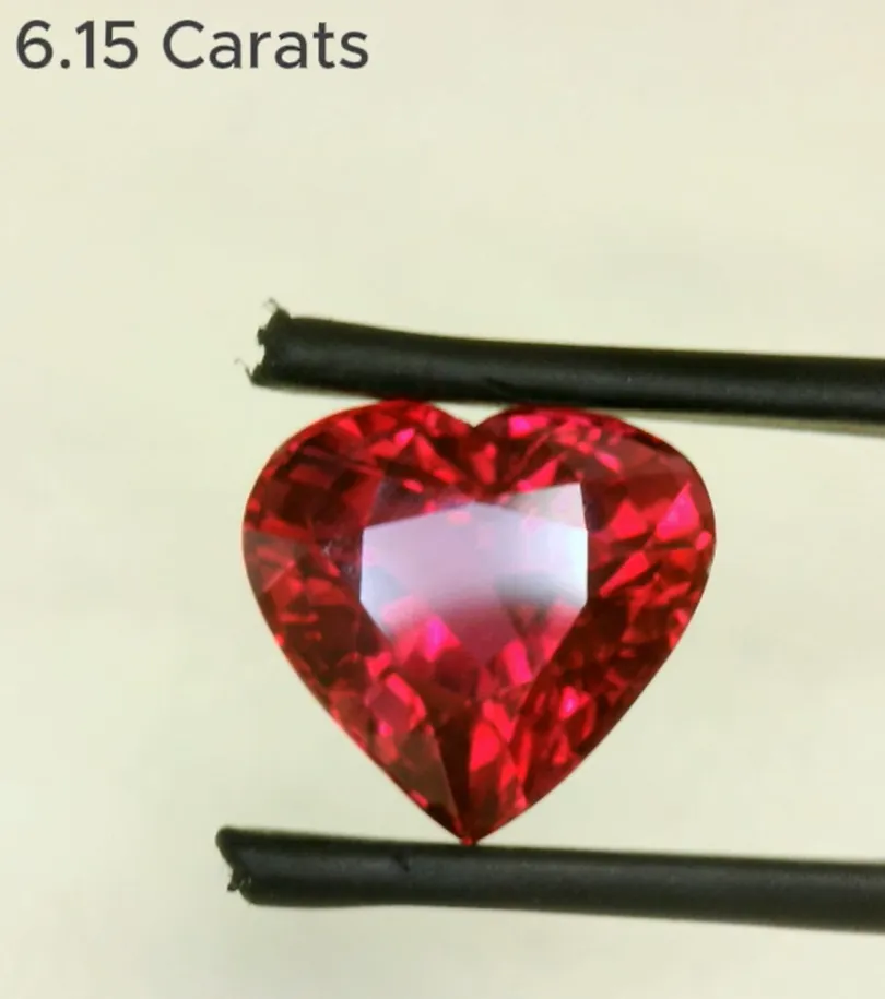 6.15 Carat GRS Heart Brilliant Cut Heat Natural Pinkish-Red Ruby
