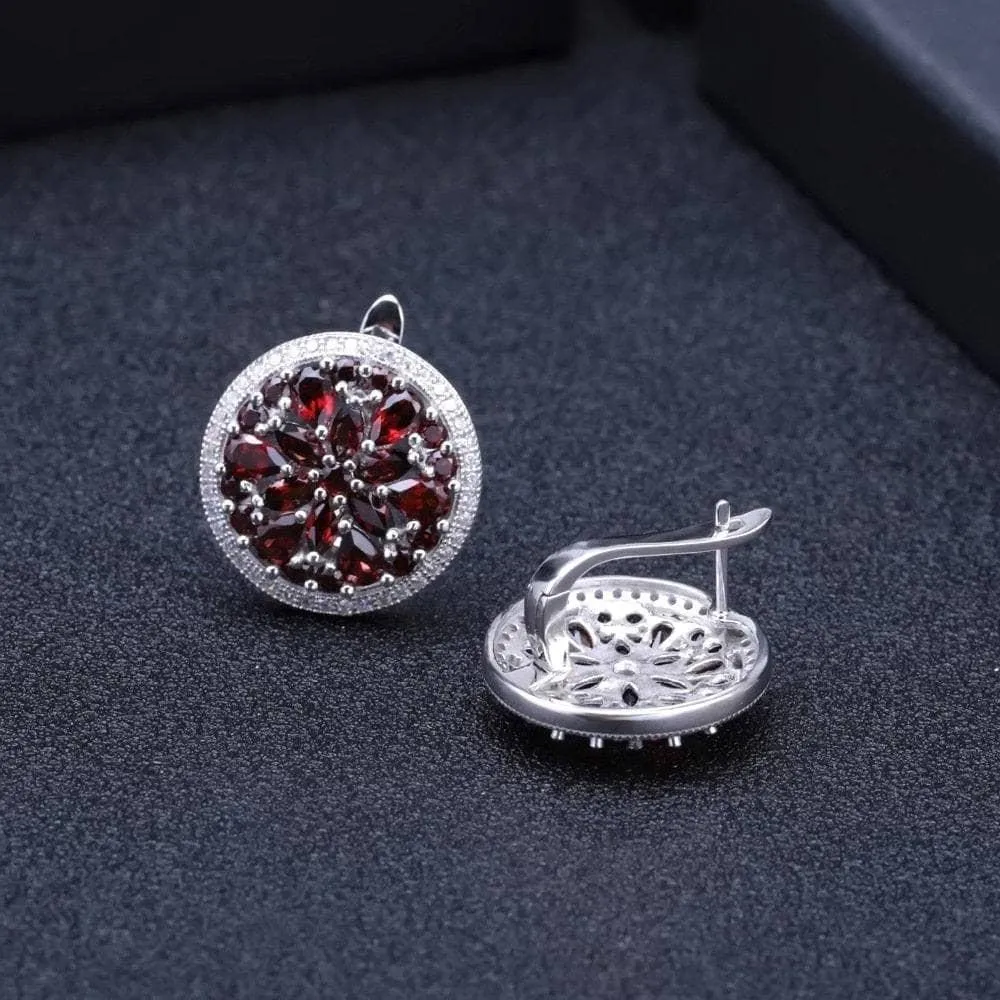 7.76 Ct Natural Red Garnet Stud Earrings