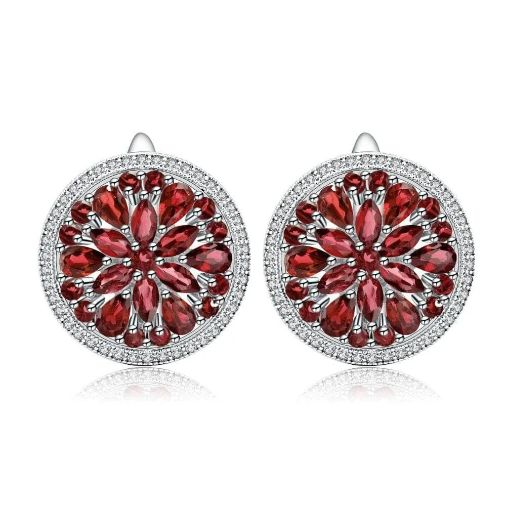 7.76 Ct Natural Red Garnet Stud Earrings
