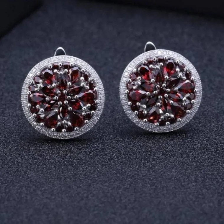 7.76 Ct Natural Red Garnet Stud Earrings