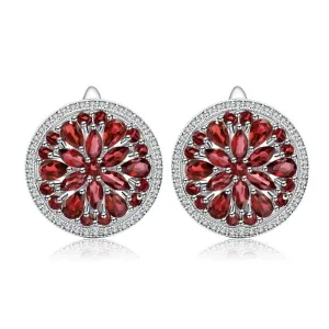 7.76 Ct Natural Red Garnet Stud Earrings