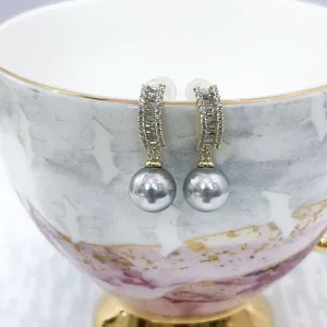 8-9mm Akoya Silver Blue Pearls Trendy Fine Stud Earrings