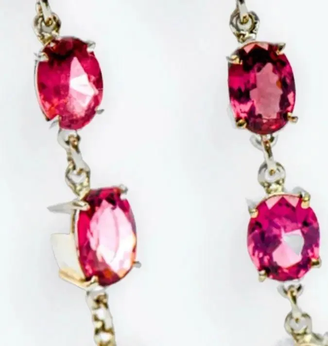 8ct Natural Oval Red Garnet Pin Dangle Earrings