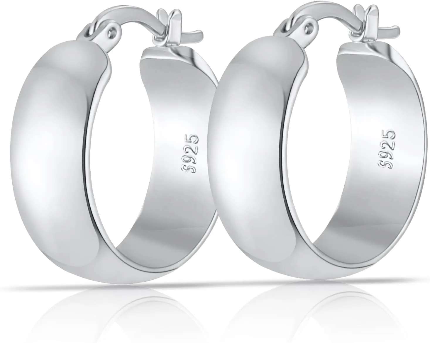 8mm Thick 925 Sterling Silver Hoops Earrings for Women 14K Real Gold Large Hoop Earrings Hypoallergenic and Lightweight Big Hoop Earrings for Women 20/30/40/50/60/70MM