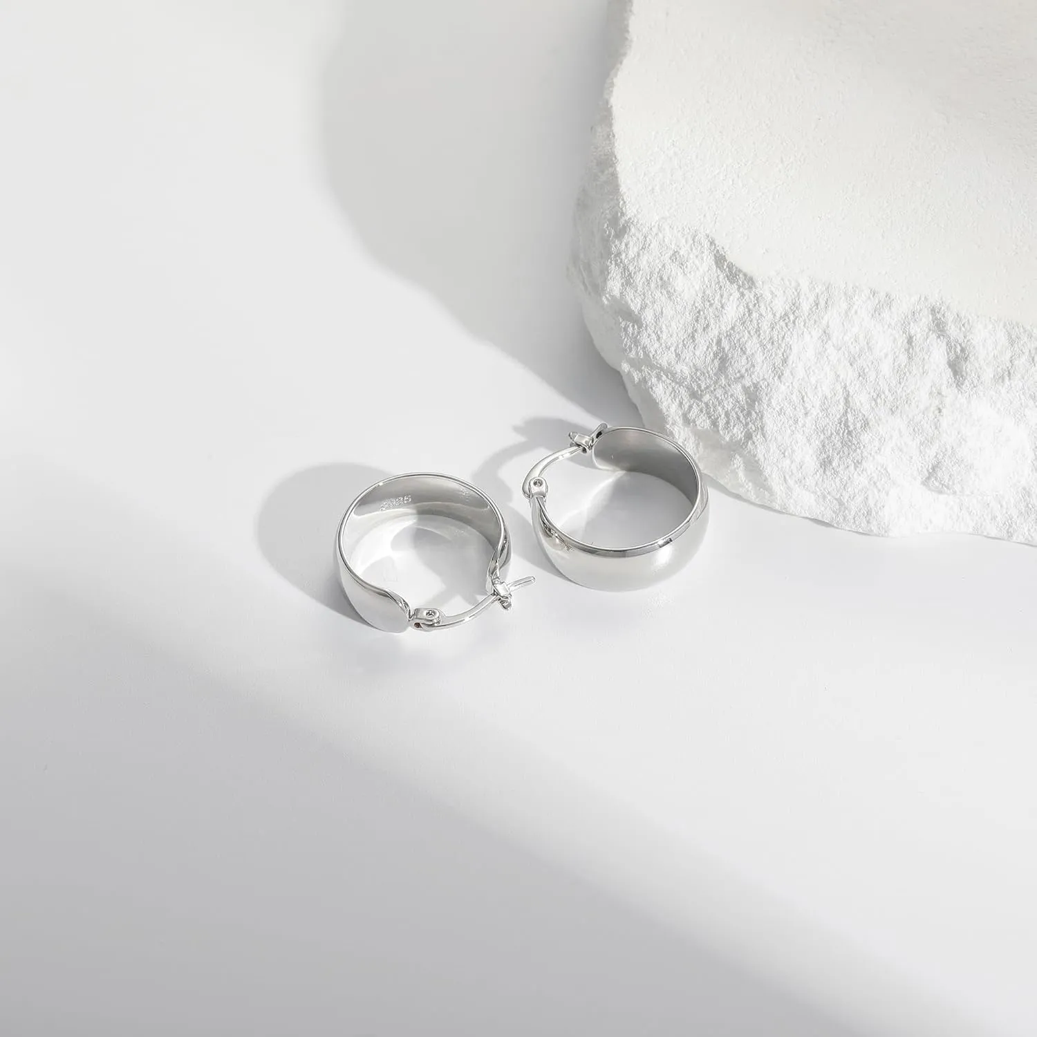 8mm Thick 925 Sterling Silver Hoops Earrings for Women 14K Real Gold Large Hoop Earrings Hypoallergenic and Lightweight Big Hoop Earrings for Women 20/30/40/50/60/70MM
