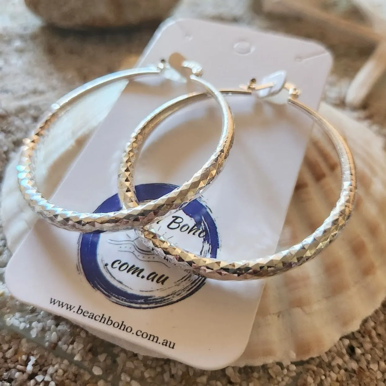 925 HAMMERED HOOP EARRINGS