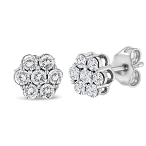 .925 Sterling Silver 1/2ct Cttw Lab Grown Diamond Floral Stud Earrings