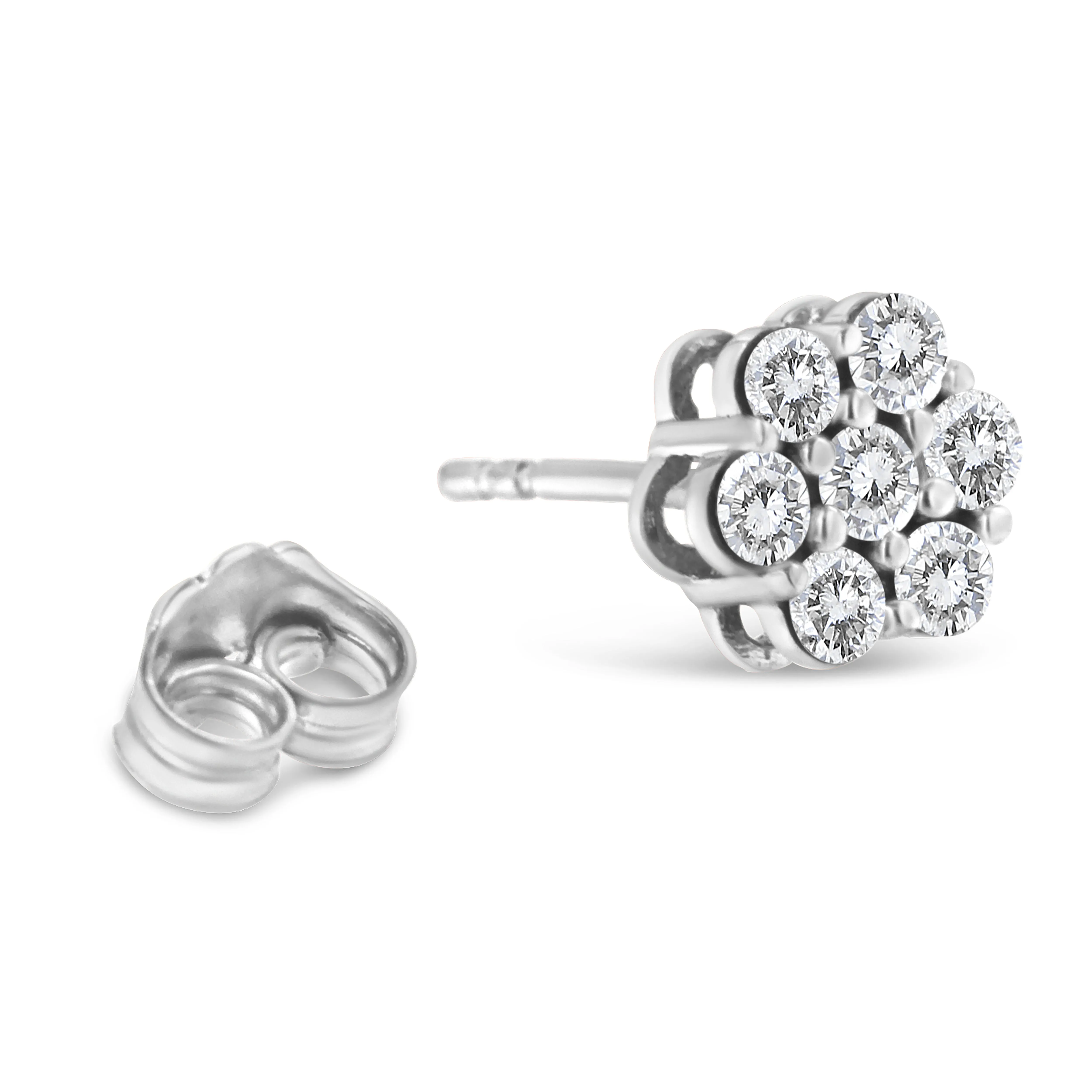 .925 Sterling Silver 1/2ct Cttw Lab Grown Diamond Floral Stud Earrings