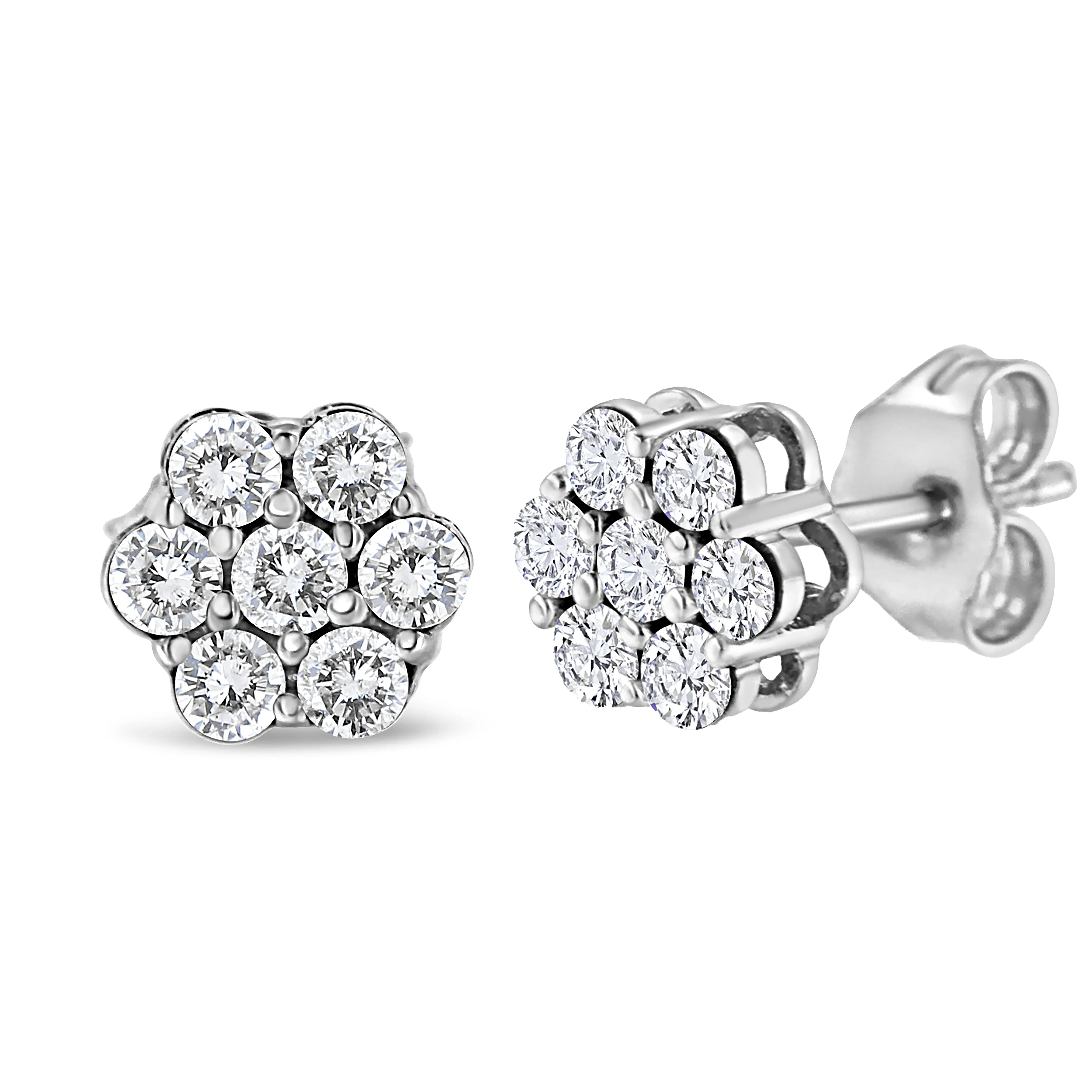 .925 Sterling Silver 1/2ct Cttw Lab Grown Diamond Floral Stud Earrings