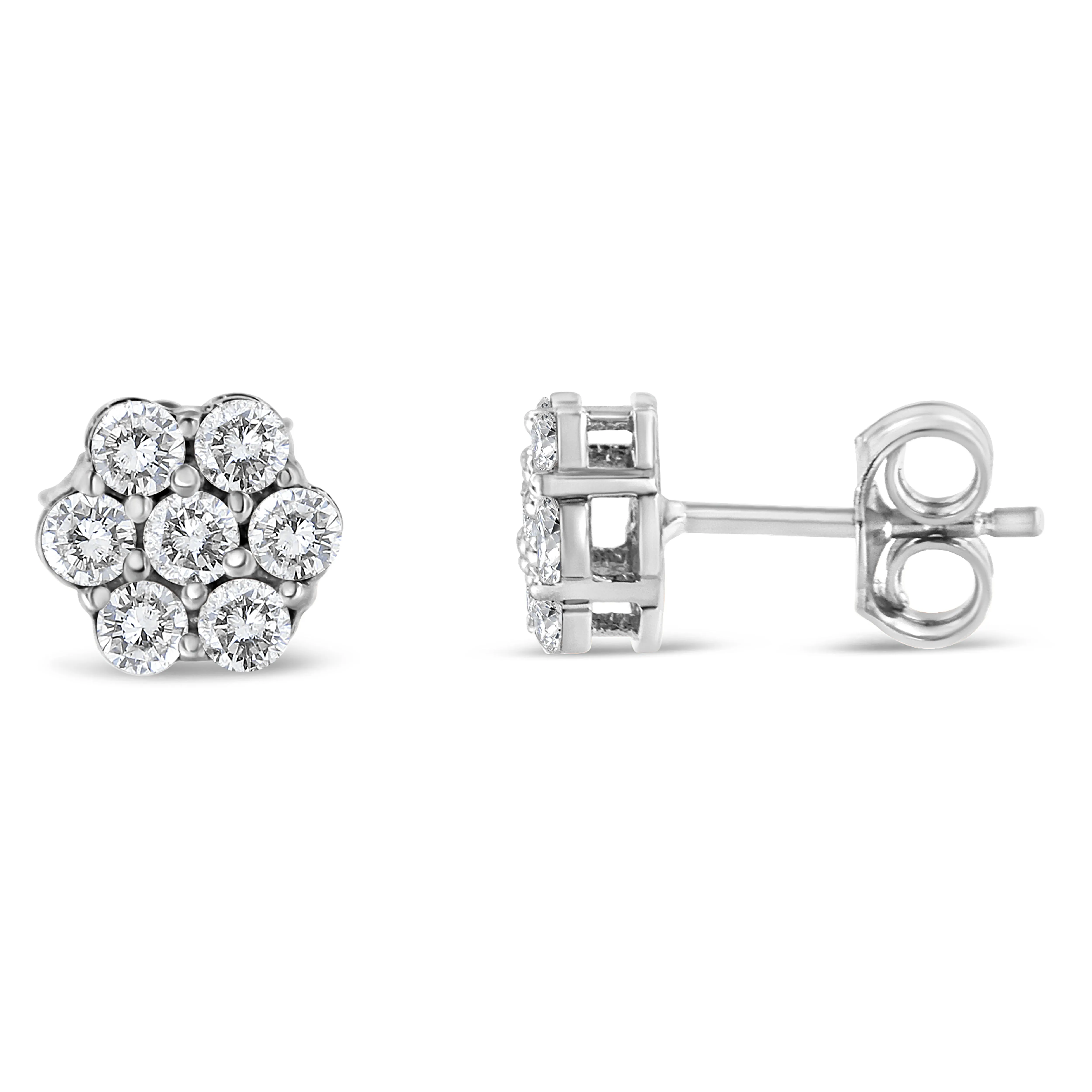 .925 Sterling Silver 1/2ct Cttw Lab Grown Diamond Floral Stud Earrings