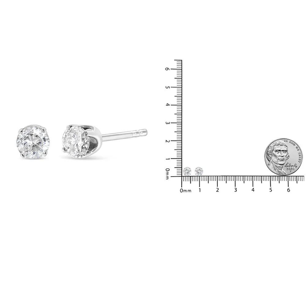 .925 Sterling Silver 4-Prong Round-cut "Salt and Pepper" Diamond Classic Stud Earrings
