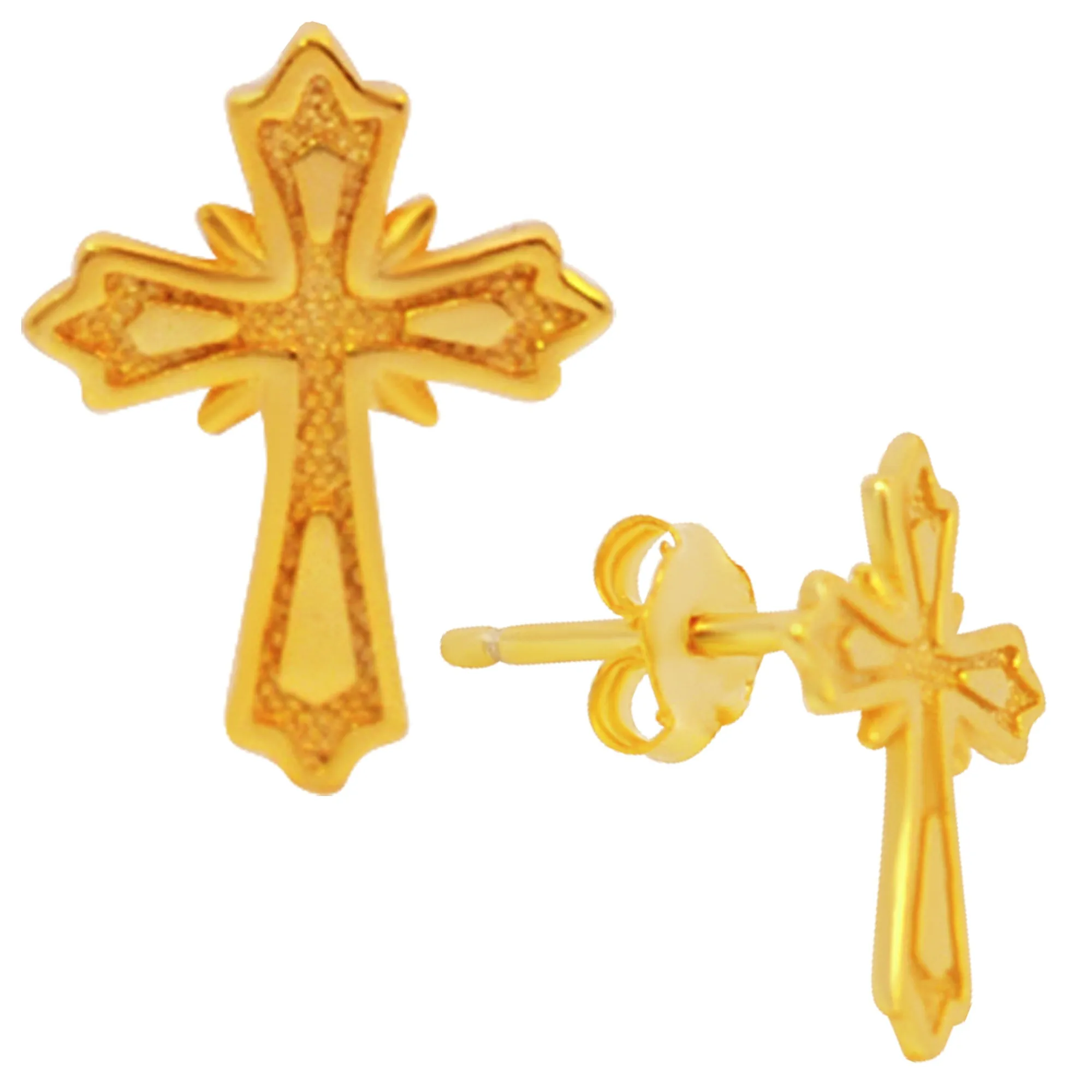 925 Sterling Silver Cross Design Earrings Stud Push Backing