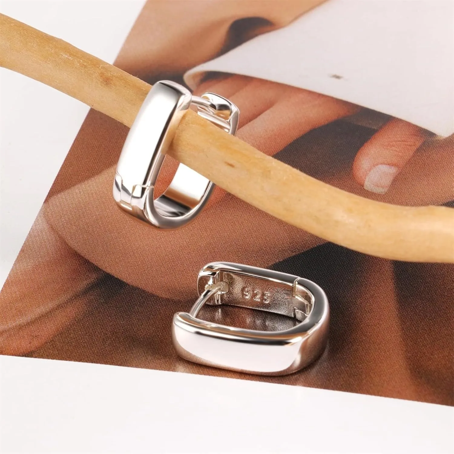 925 Sterling Silver Earrings Geometric Hoop Earrings Square Hypoallergenic Jewelry Gifts for Women