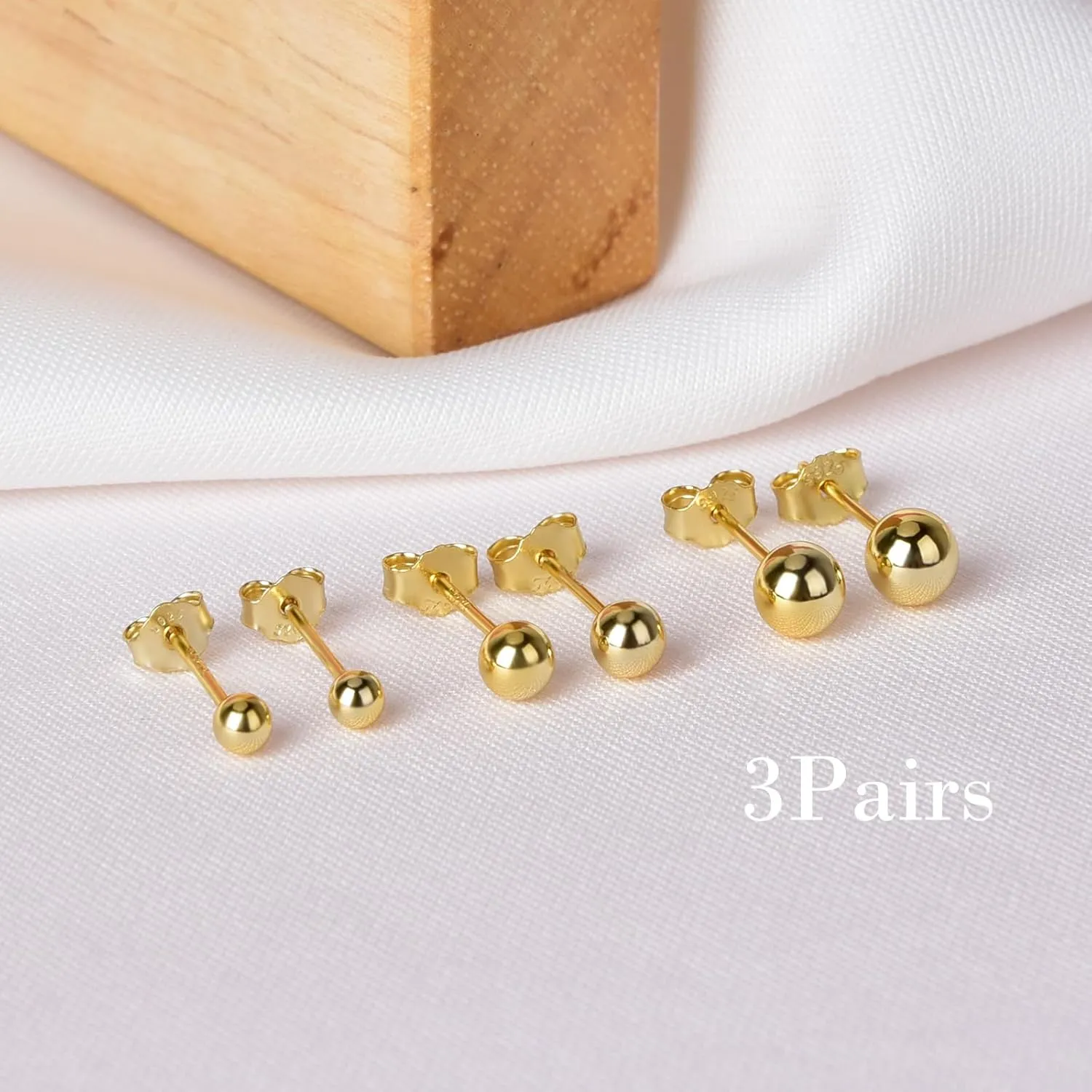 925 Sterling Silver Earrings Set Tiny Ball/Flat Dot Earrings Small Round Disc Tragus Cartilage Studs for Multiple Piercings 3PCS Set