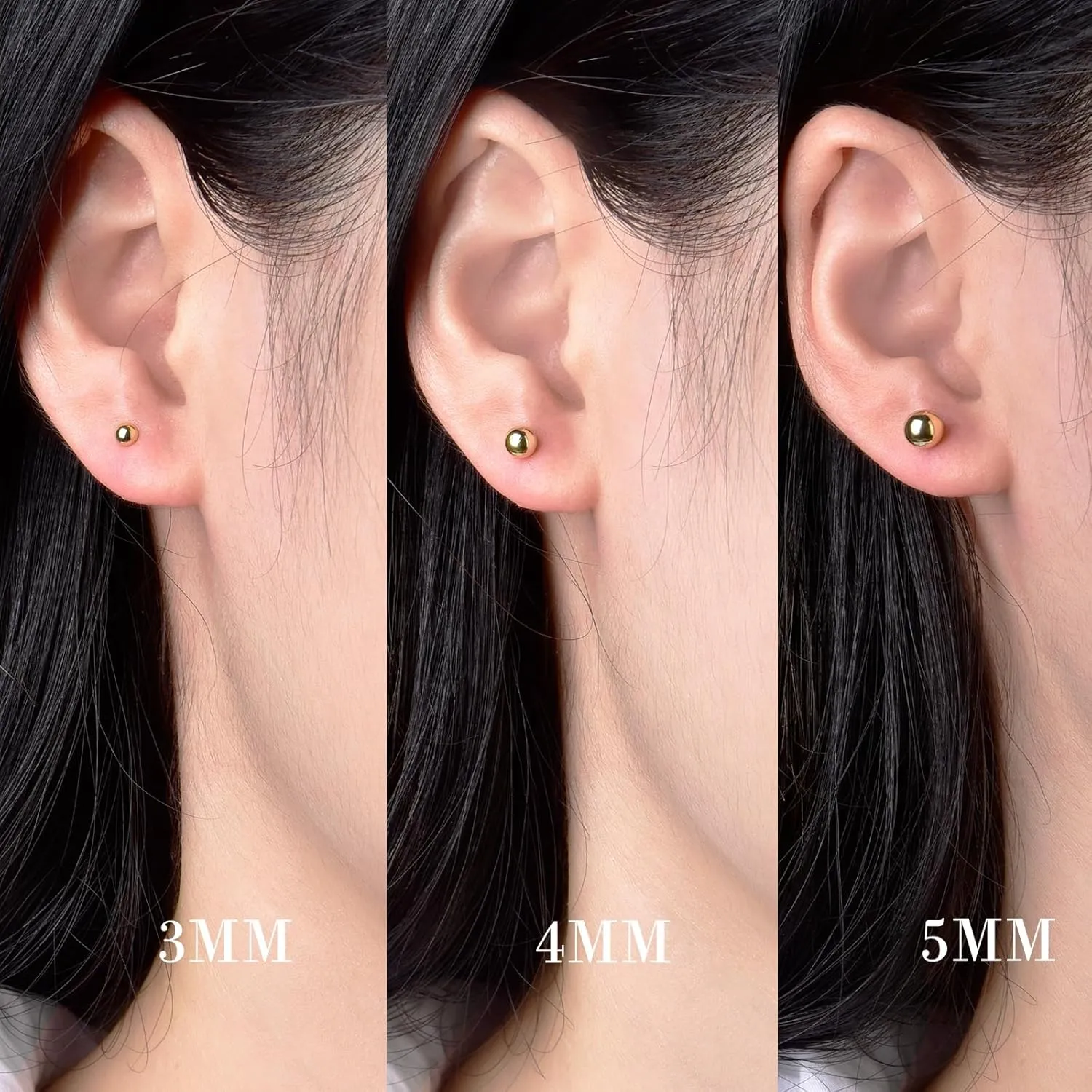 925 Sterling Silver Earrings Set Tiny Ball/Flat Dot Earrings Small Round Disc Tragus Cartilage Studs for Multiple Piercings 3PCS Set
