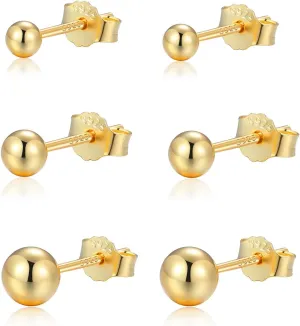 925 Sterling Silver Earrings Set Tiny Ball/Flat Dot Earrings Small Round Disc Tragus Cartilage Studs for Multiple Piercings 3PCS Set