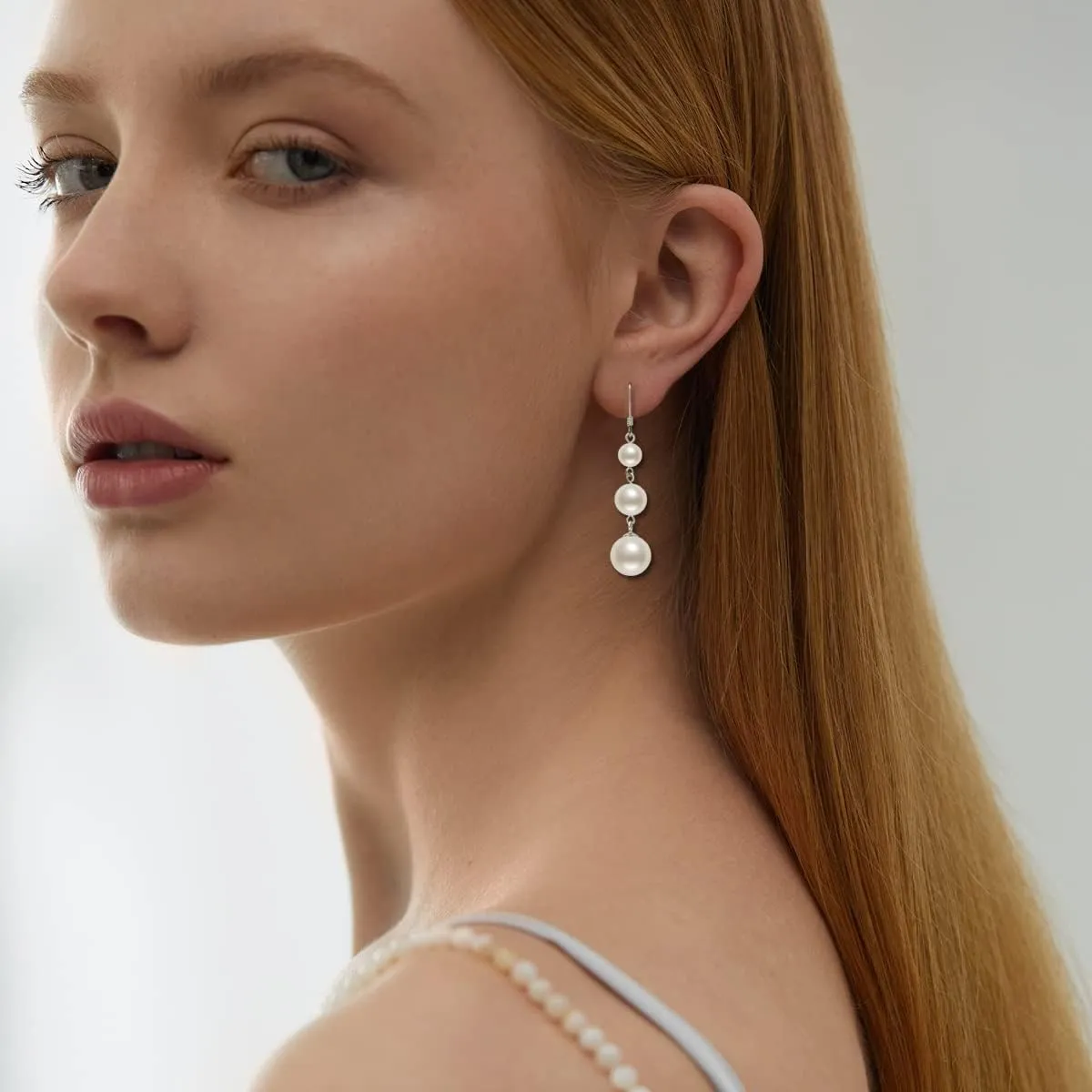 925 Sterling Silver Freshwater Pearl Drop Earrings for Women - June Birthstone Long Dangle Jewelry Gifts for Mom, Wife, Girlfriend