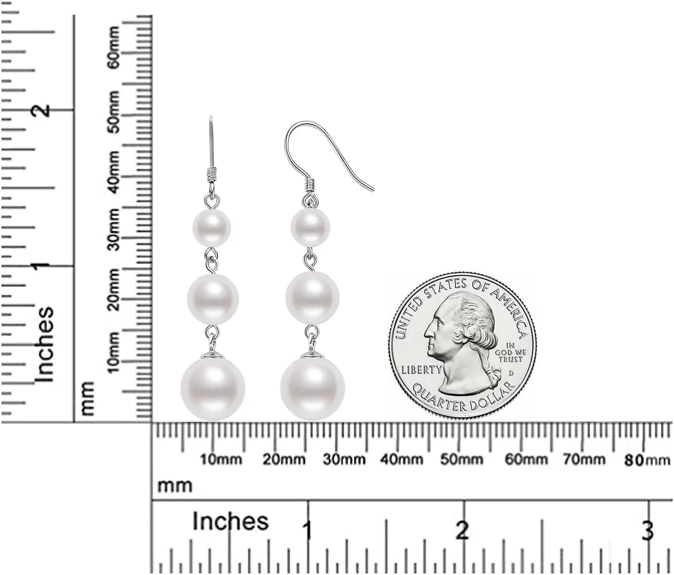 925 Sterling Silver Freshwater Pearl Drop Earrings for Women - June Birthstone Long Dangle Jewelry Gifts for Mom, Wife, Girlfriend