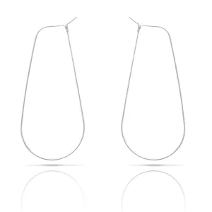 925 Sterling Silver Handmade Long Rectangle Teardrop Hoop Earrings for Women